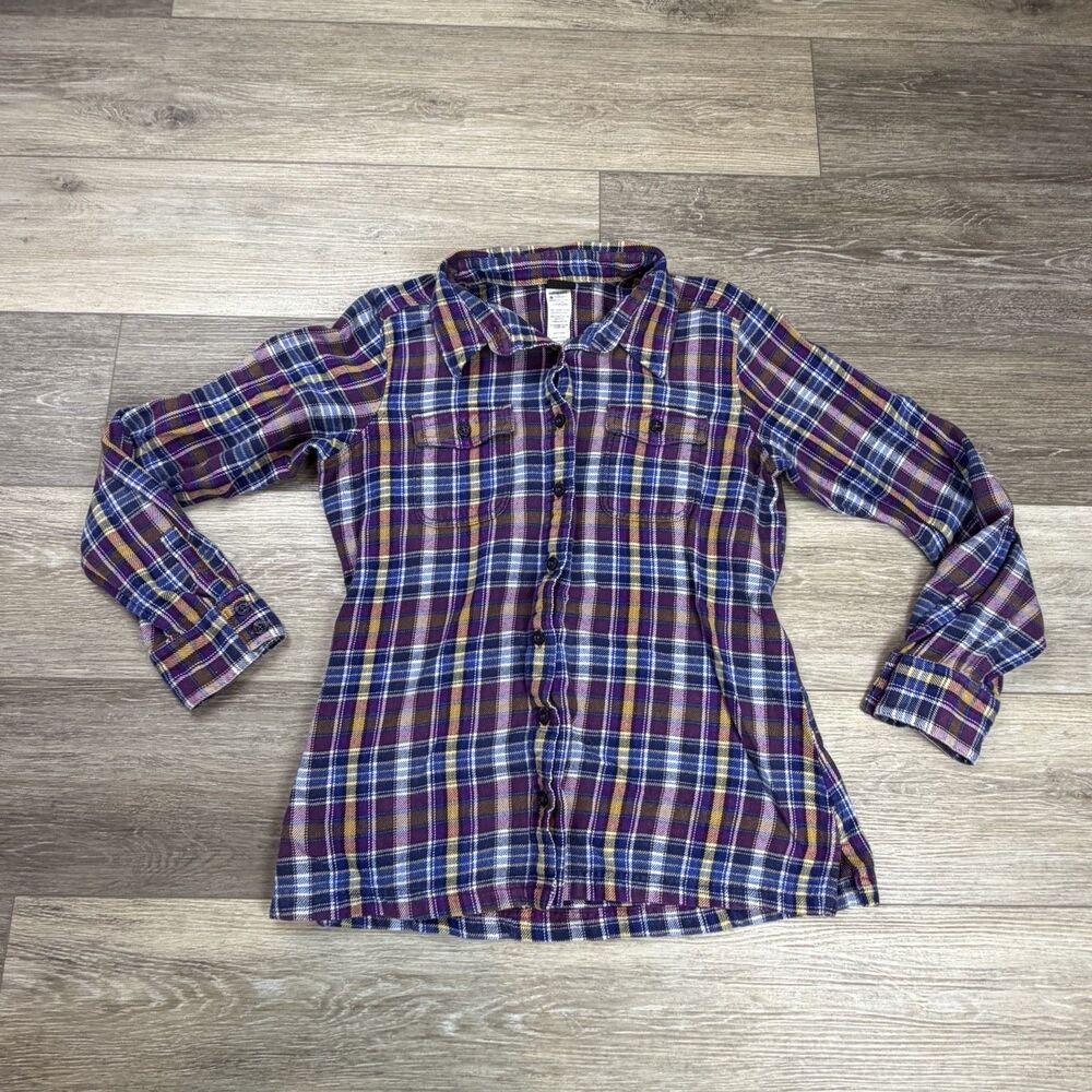 Patagonia Flannel Shirt Womens Size 8 Multicolor Plaid Organic Cotton Button-Up